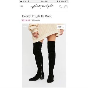 Thigh high Boots FREE PEOPLE REAL SUEDE size 39